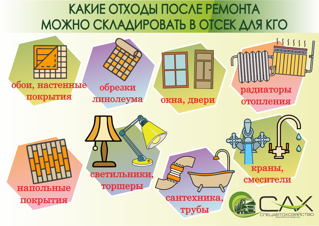 Какие отходы после ремонта можно складировать в отсек для КГО