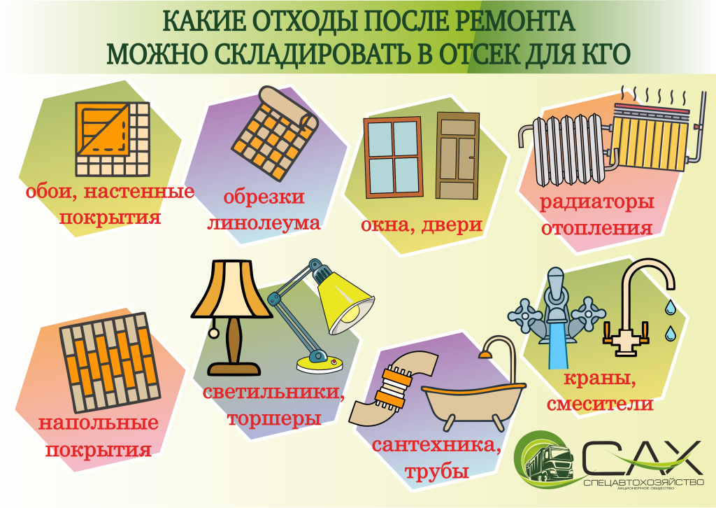 Какие отходы после ремонта можно складировать в отсек для КГО